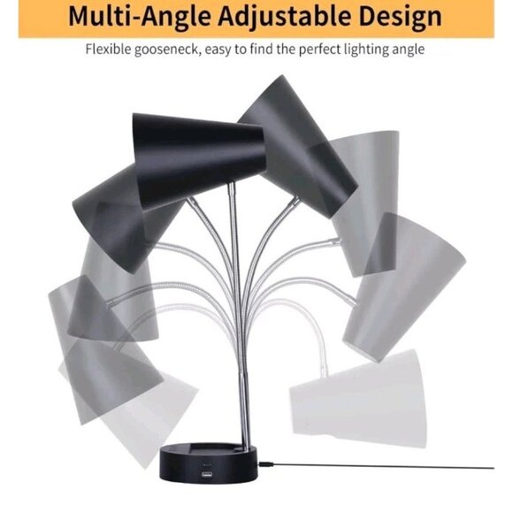 RUNTOP Desk Lamp, Black Desk Lamps for Home Office, LED Desk Light with USB Port - Picture 3 of 8